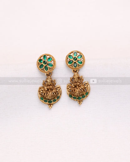 3654 - Sullie Basic Lakshmi Green Gold Necklace with Stud