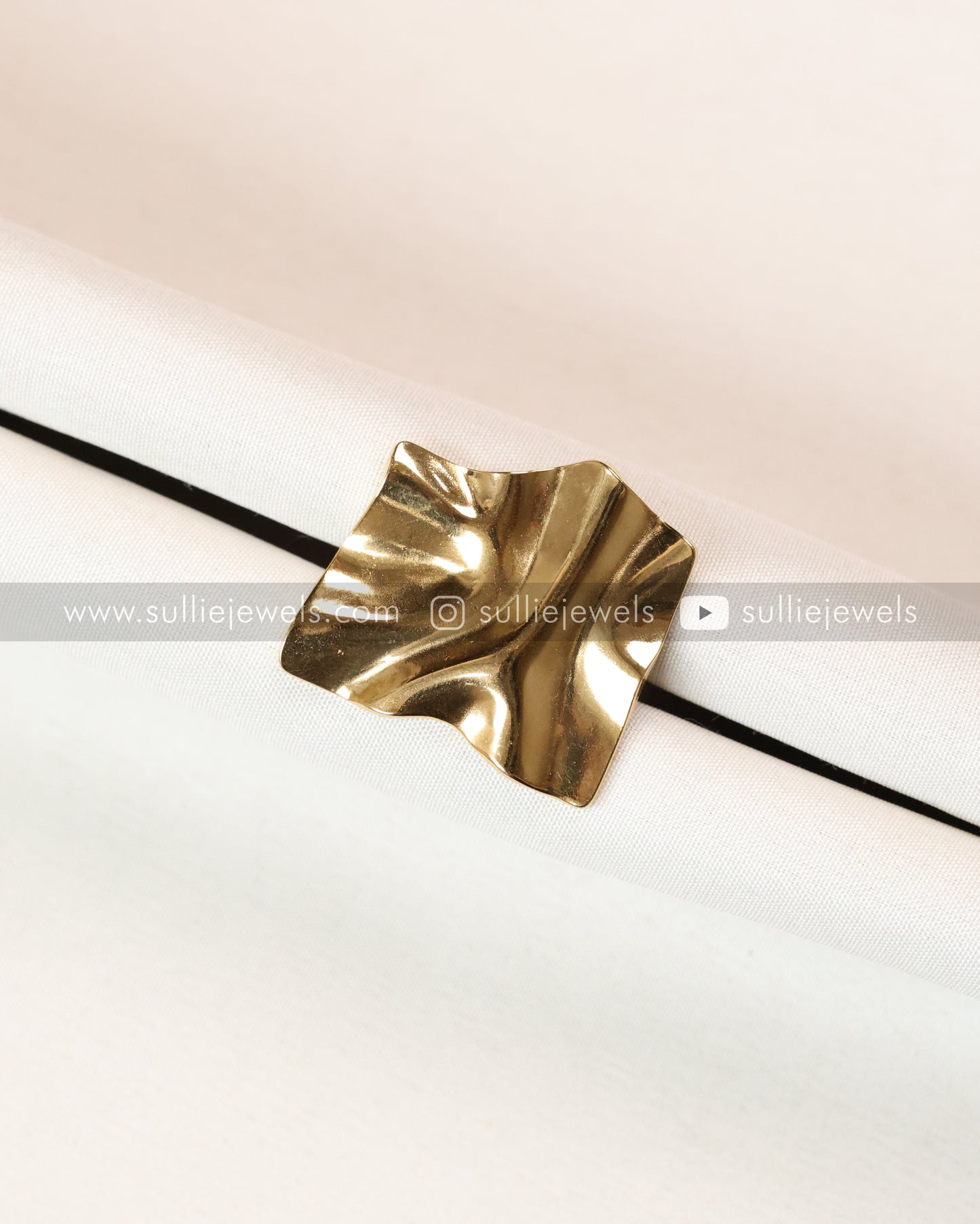 Gold Foil Textured Adjustable Ring