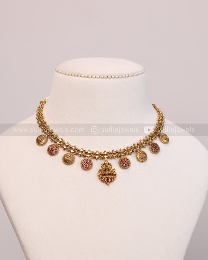 3653 - Sullie Basic Lakshmi Ruby Gold Necklace with Stud