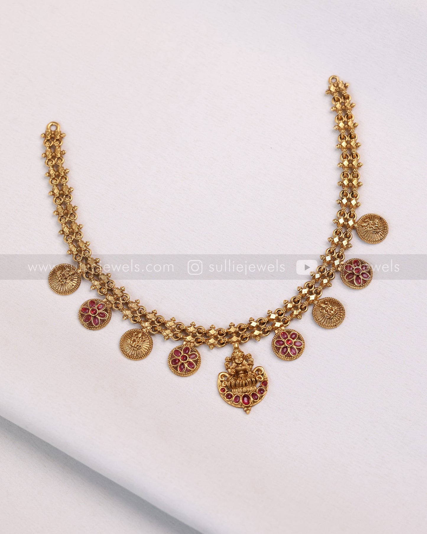 3653 - Sullie Basic Lakshmi Ruby Gold Necklace with Stud