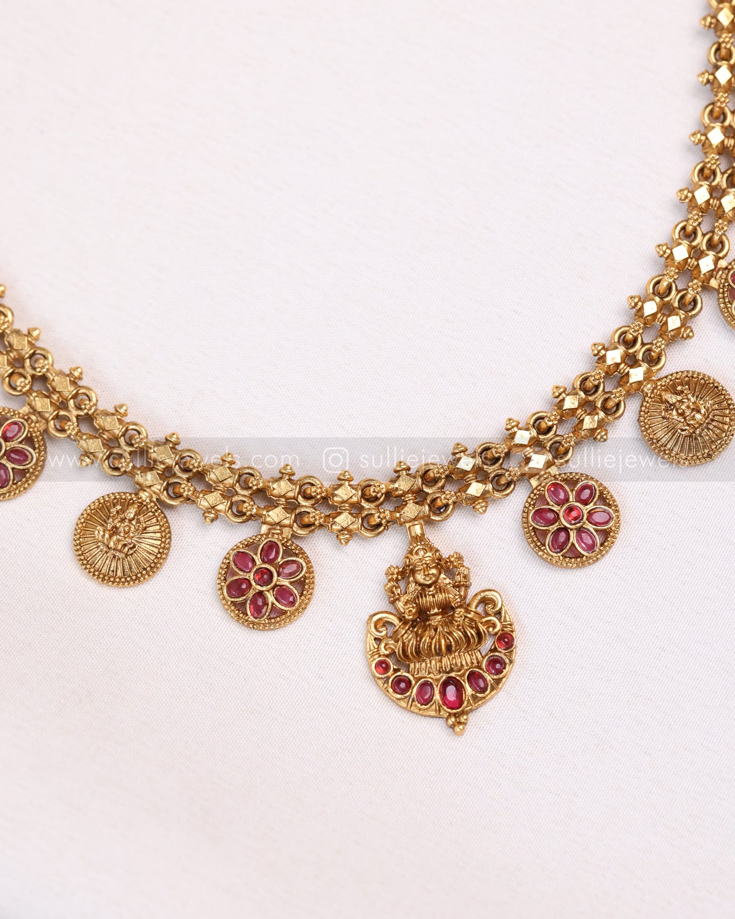 3653 - Sullie Basic Lakshmi Ruby Gold Necklace with Stud