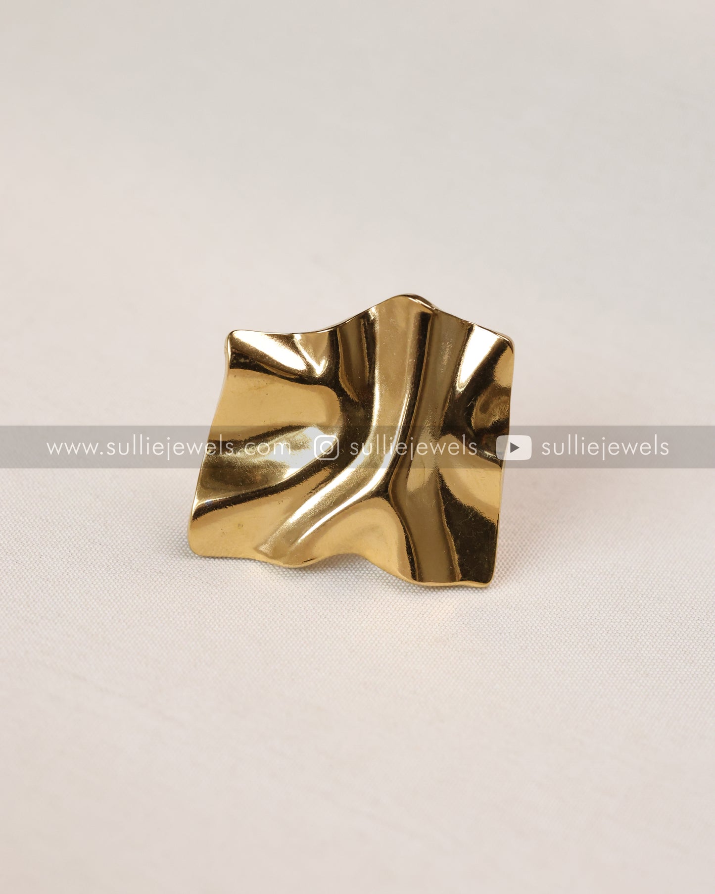 Gold Foil Textured Adjustable Ring