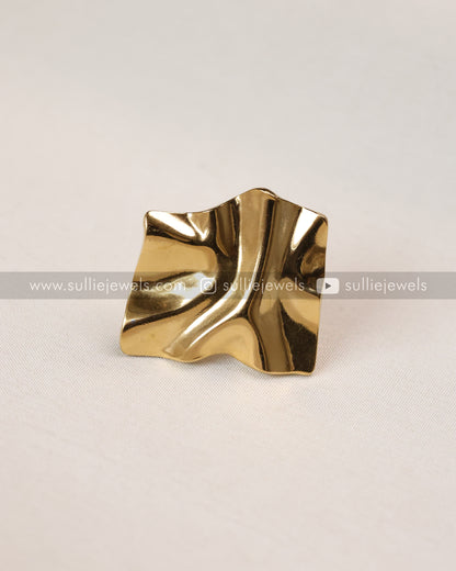 Gold Foil Textured Adjustable Ring