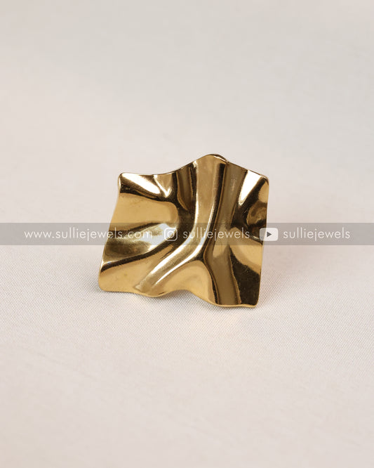 Gold Foil Textured Adjustable Ring