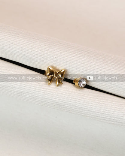 R11 - Little Golden Ribbon with Stone Adjustable Ring