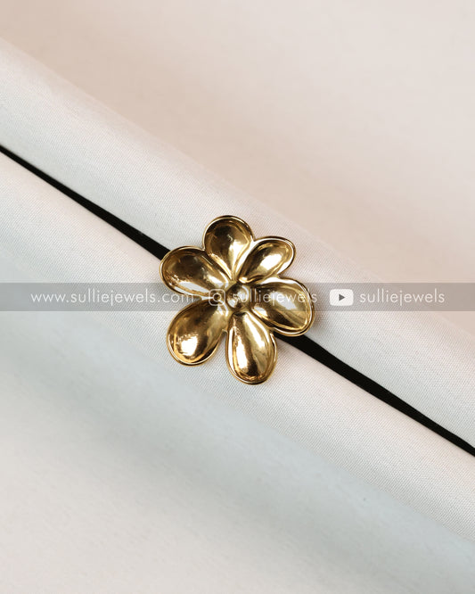 R10 - Melted Golden Petal Flower Adjustable Ring