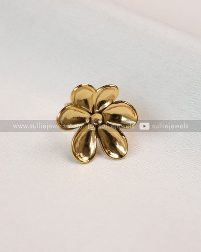 R10 - Melted Golden Petal Flower Adjustable Ring