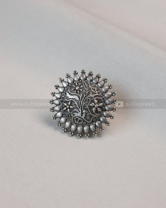 Oxidised Designer Chakra Adjustable Ring