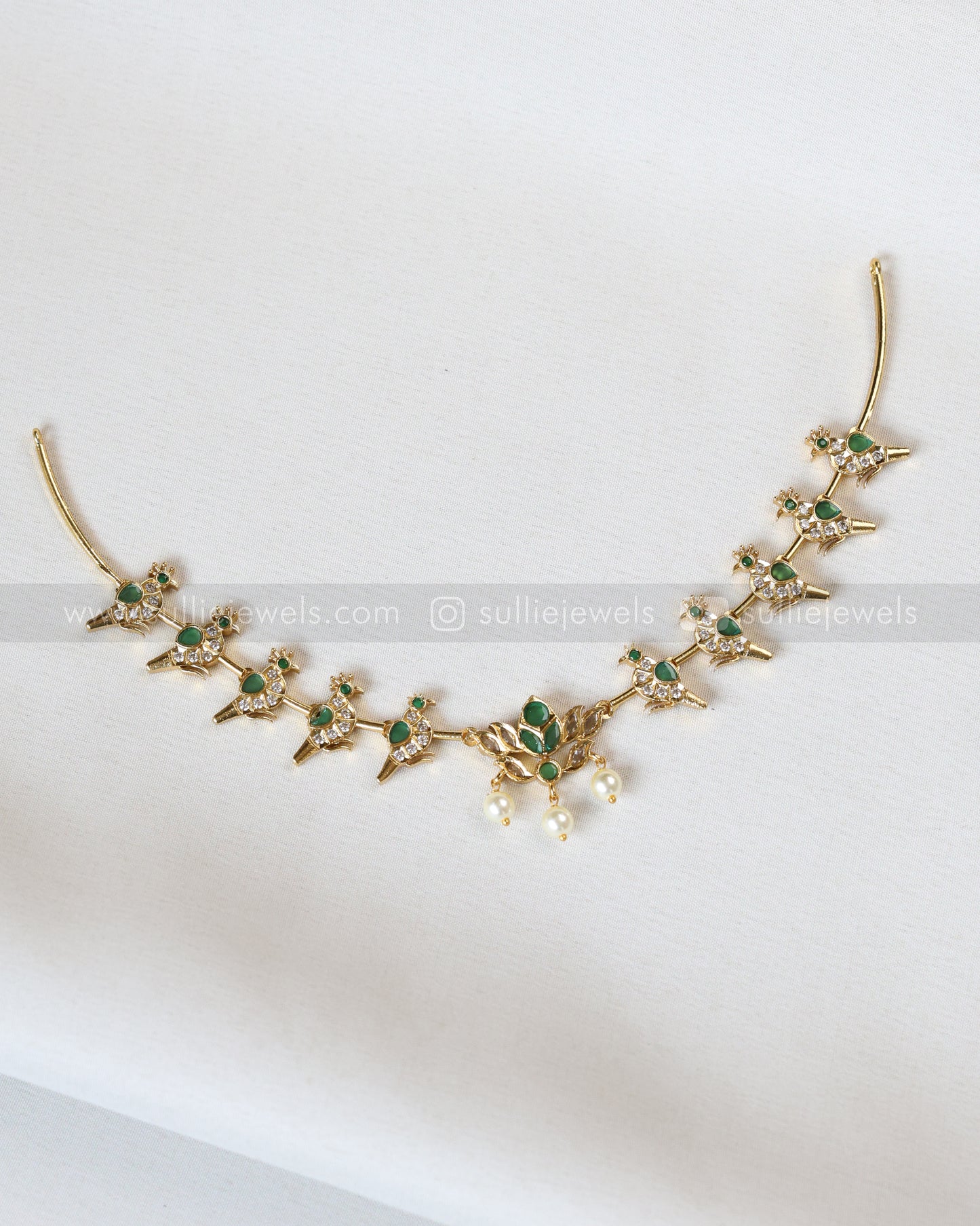 3829 - Green Lotus & Parrot AD Hasli Necklace