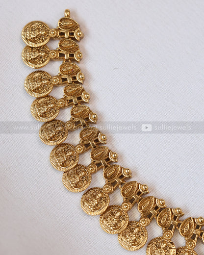 3685 - Jadau Premium Emerald Peacock Coin Necklace with Stud