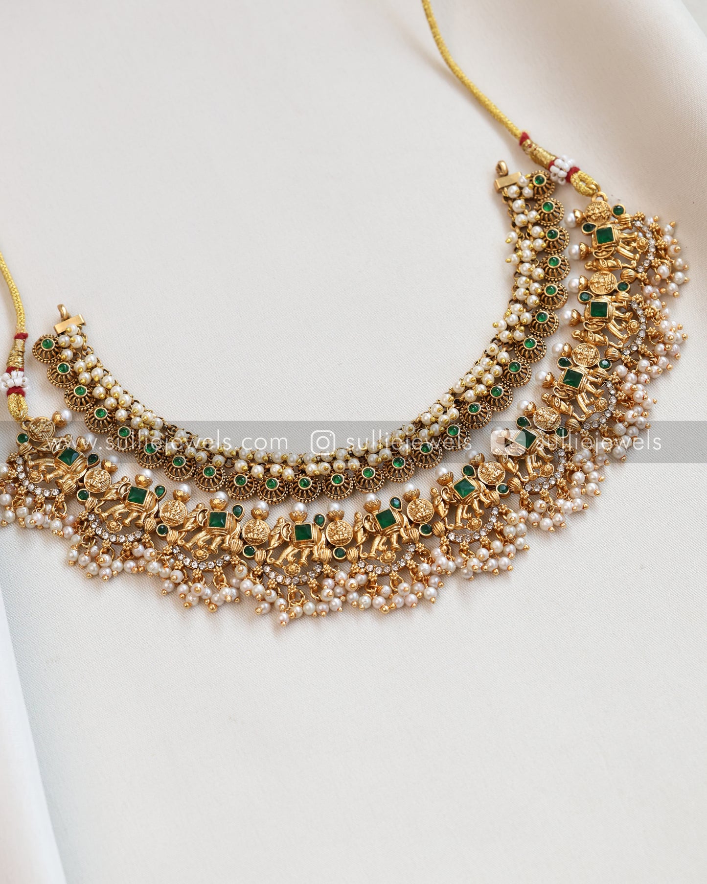 Layered Green Necklace Combo ( 4 piece )