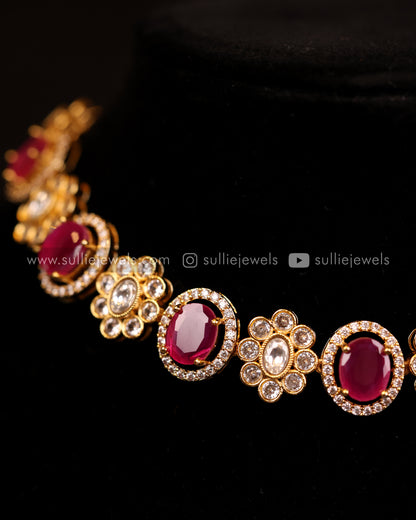 Premium Stone Necklace Set in Gold Finish