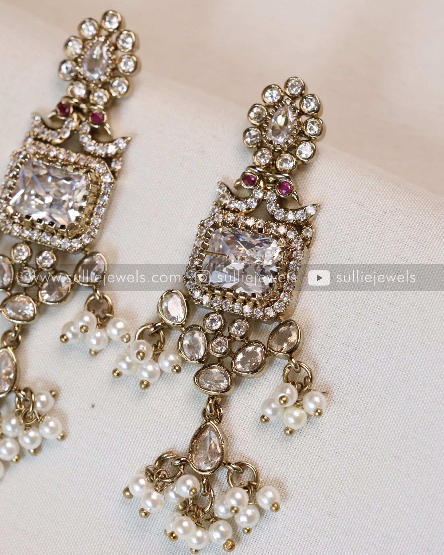 Premium White Stone Choker with Earrings