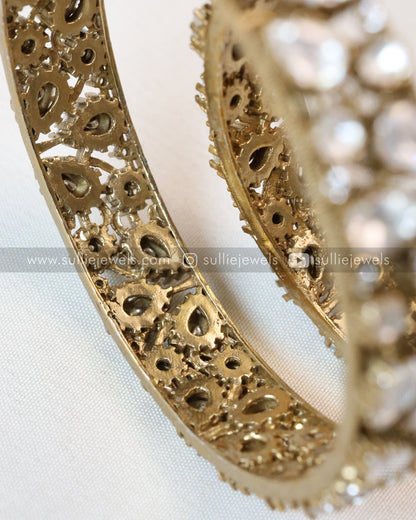 Victorian Premium Moissanite Stone Bangle - Set of 2