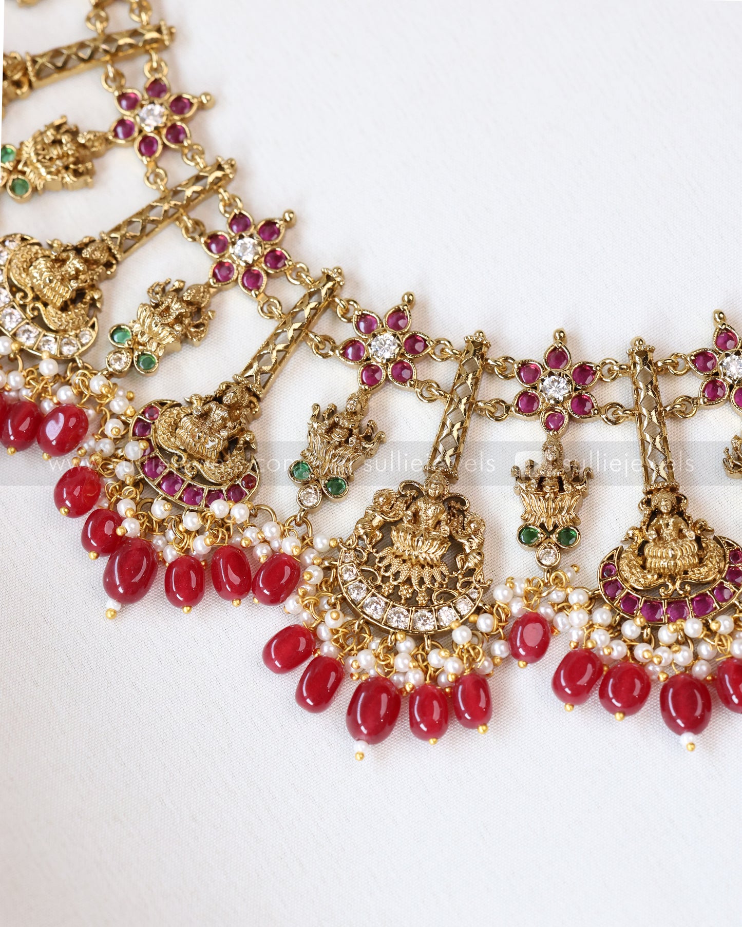 3425 - Goddess Designer Red Beads Necklace with Earring
