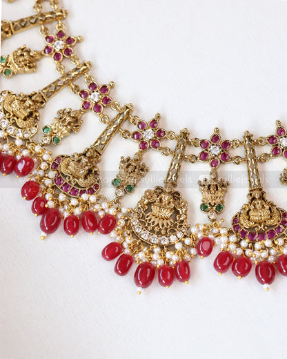 3425 - Goddess Designer Red Beads Necklace with Earring