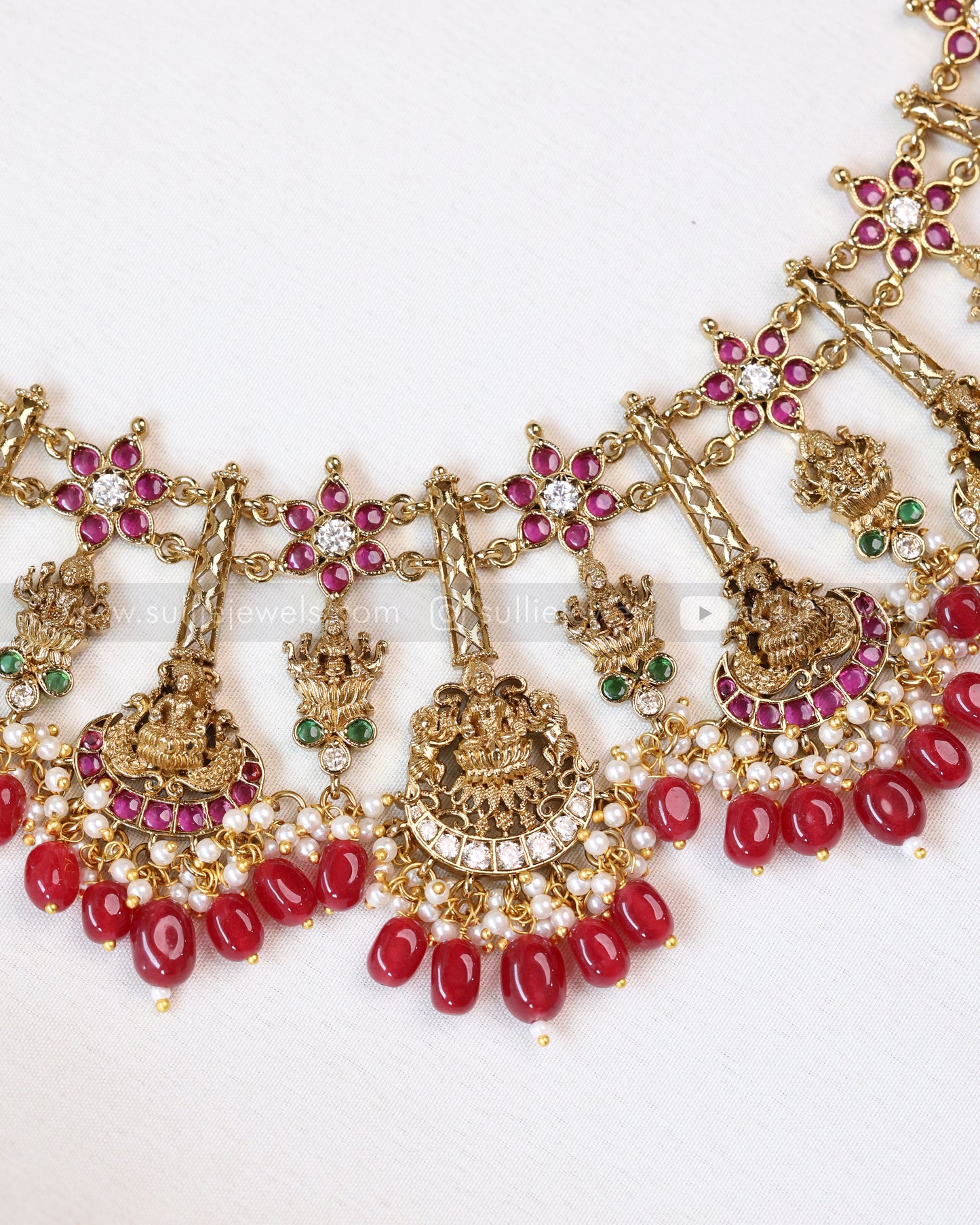 3425 - Goddess Designer Red Beads Necklace with Earring