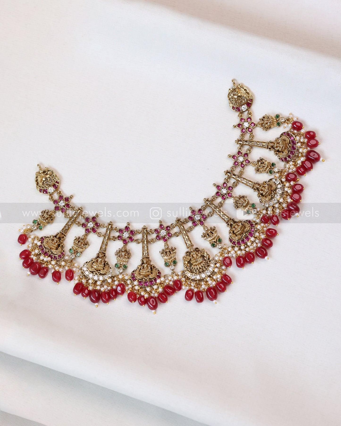 3425 - Goddess Designer Red Beads Necklace with Earring
