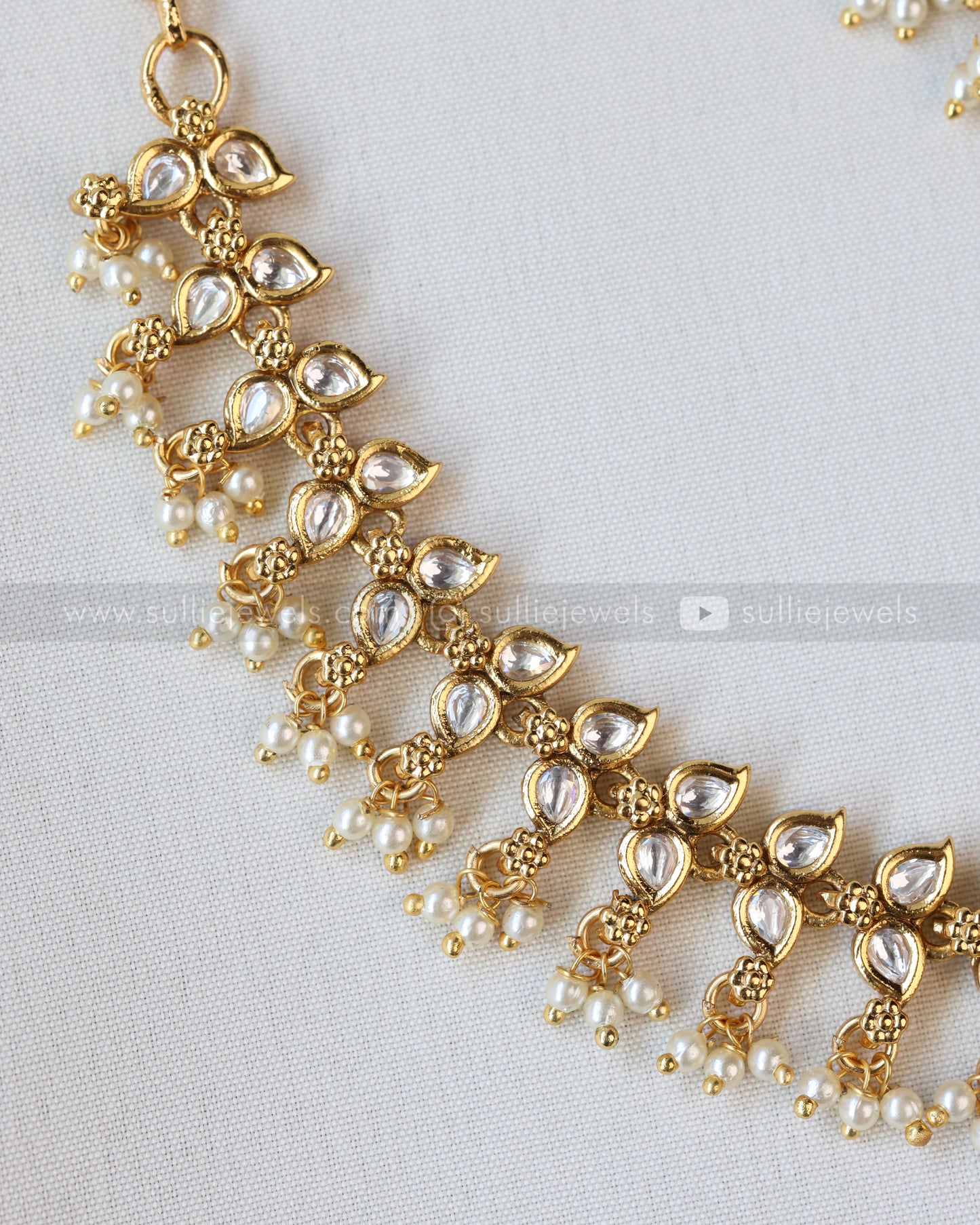 Peacock Stone Earring with Single Layer Earchain / Maatti