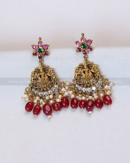 3425 - Goddess Designer Red Beads Necklace with Earring