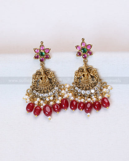 3425 - Goddess Designer Red Beads Necklace with Earring