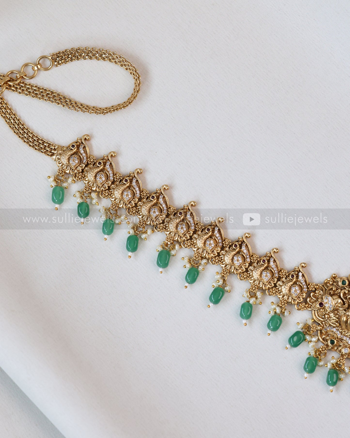 H191 - Premium Mint Green Beads Goddess Hipchain