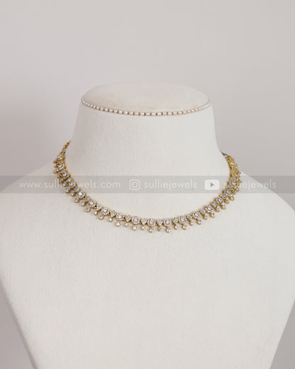 3861 - Raindrop Diamond Spike Necklace with Stud