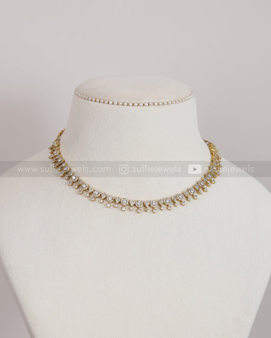 3861 - Raindrop Diamond Spike Necklace with Stud