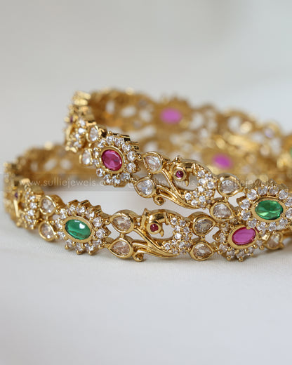 9073 - Multicolour Gold Stone Bangle - Set of 2