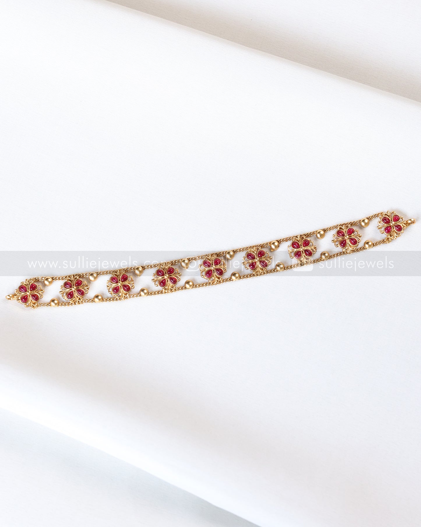 2144 - Sullie Basic Ruby Flower Choker with Stud