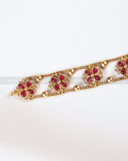 2144 - Sullie Basic Ruby Flower Choker with Stud