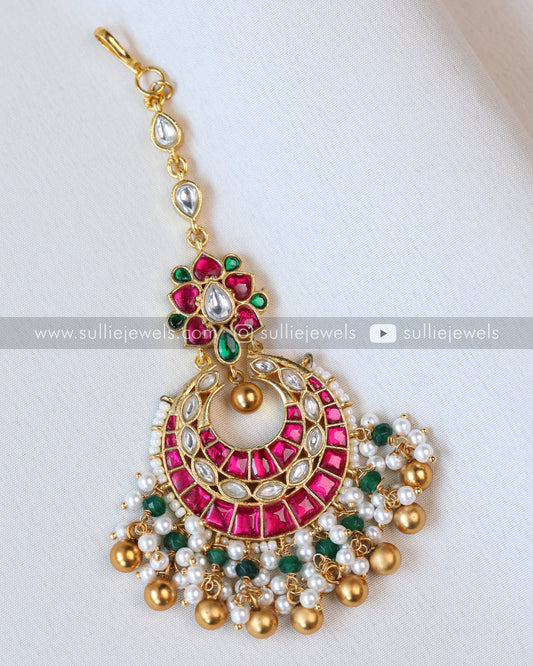 Premium Ruby Kemp Chandbali Tikka