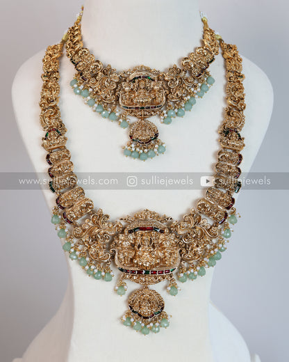 Sullie Basic - Lakshmi Bridal Mint Beads Combo with Tikka ( 4 piece )