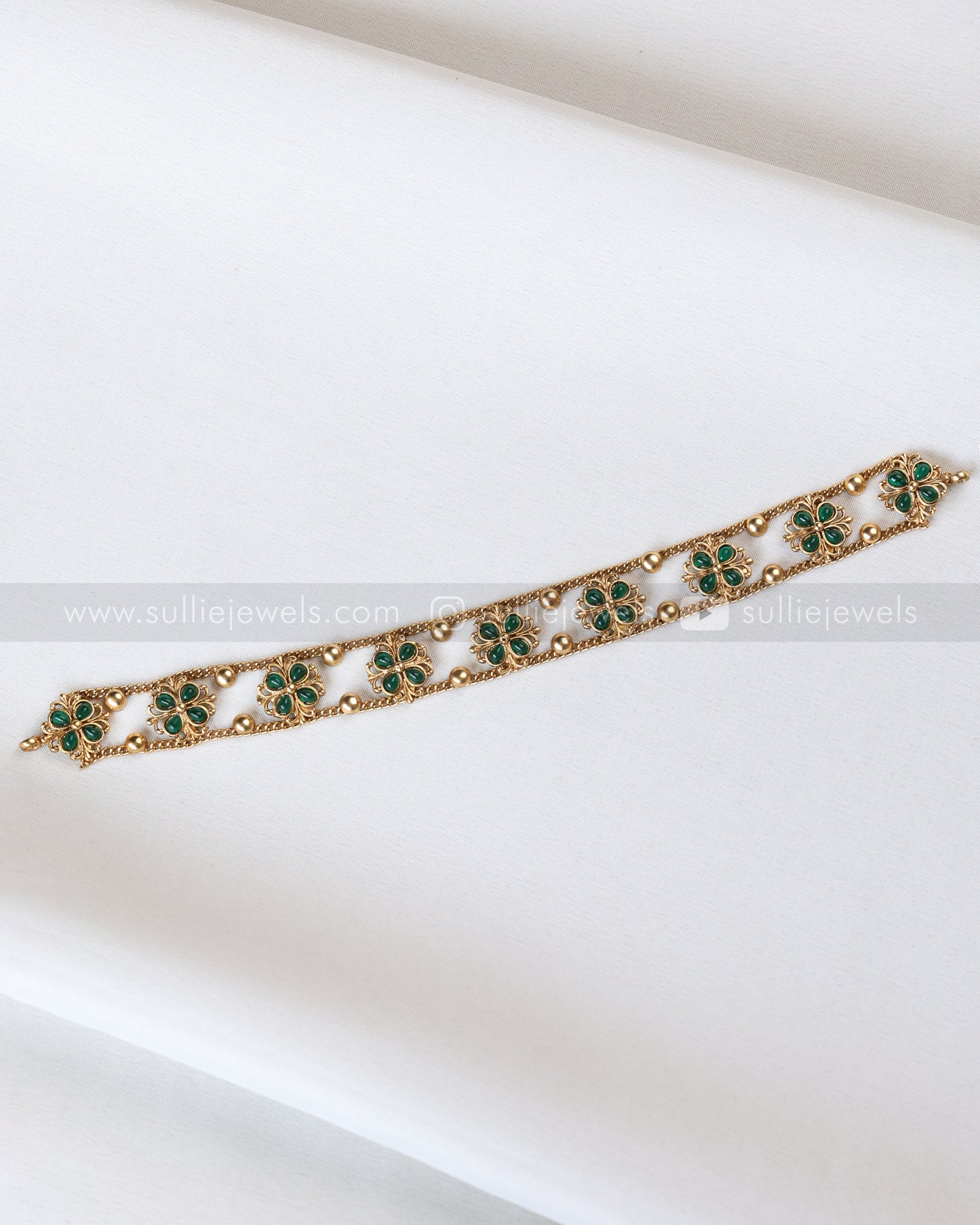 2145 - Sullie Basic Green Flower Choker with Stud