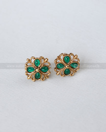 2145 - Sullie Basic Green Flower Choker with Stud