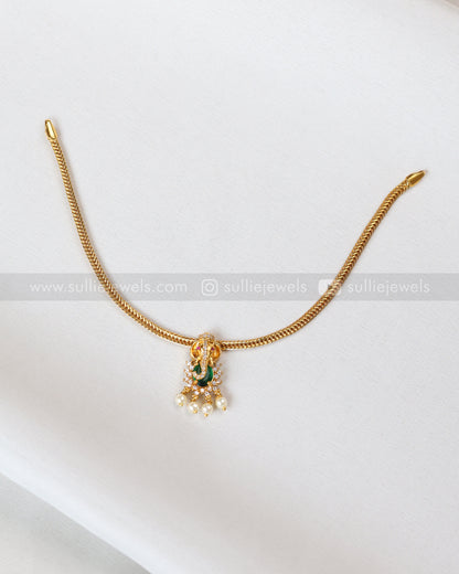 2141 - Ganesh Green Stone Minimal Choker with Stud