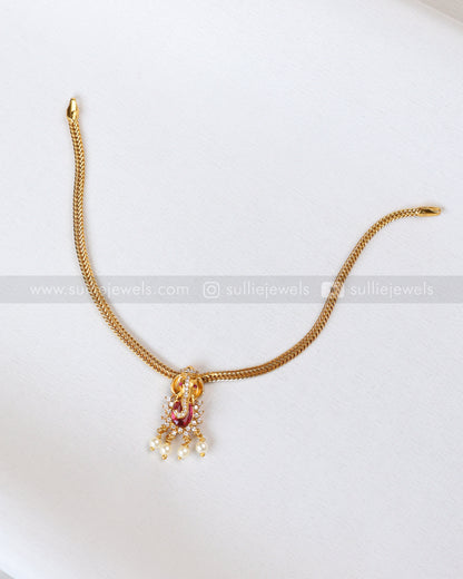 2140 - Ganesh Pink Stone Minimal Choker with Stud