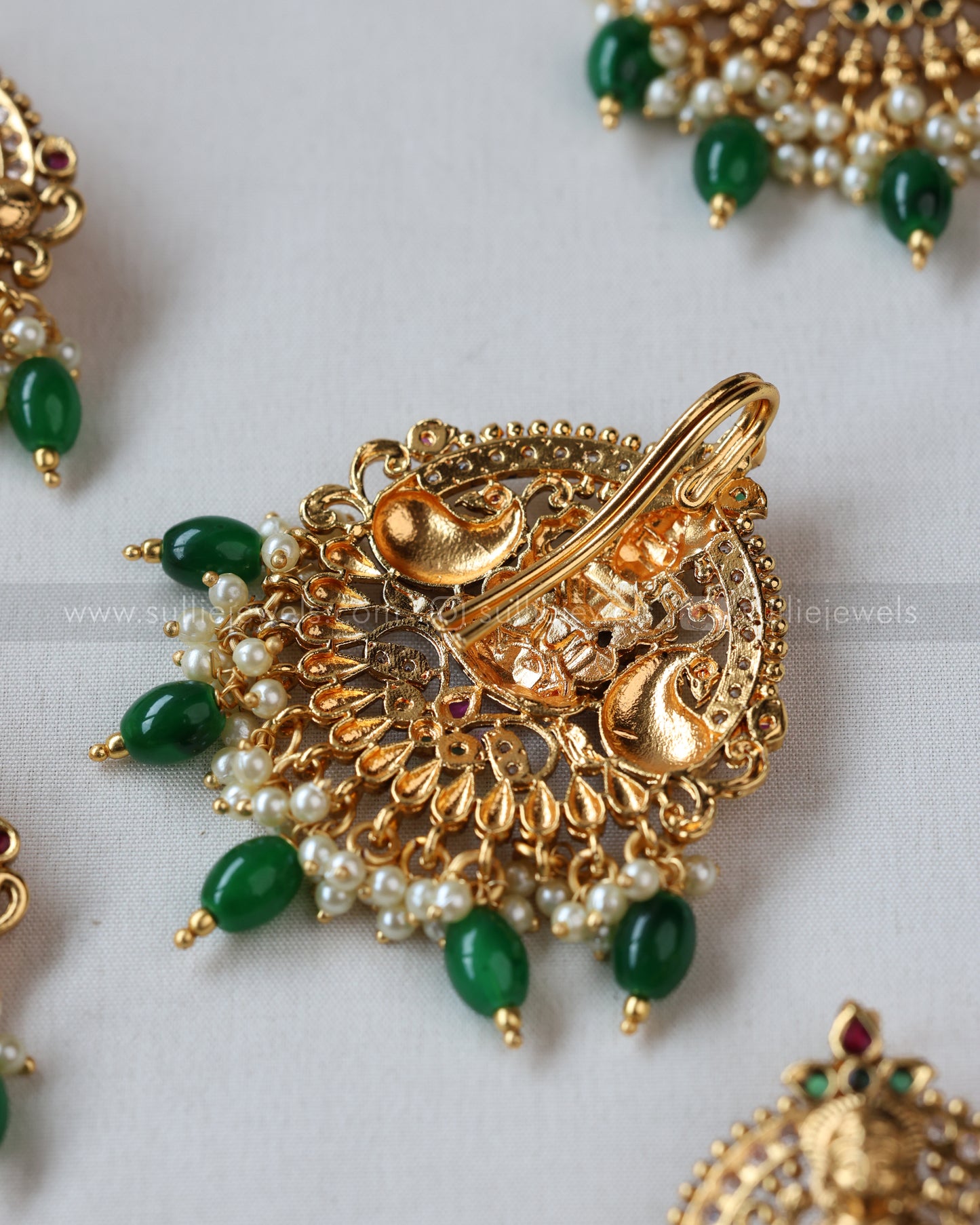 Goddess Peacock Green Beads Choti ( 9 piece )