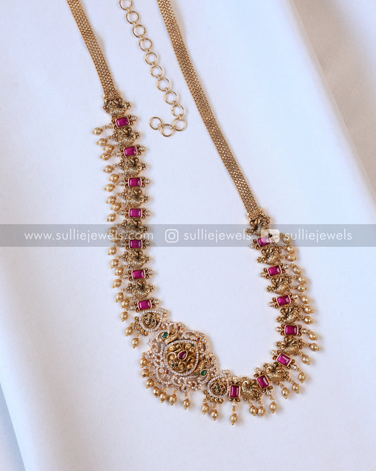 H187 - Ruby Premium Stone Peacock No Idol Hipchain