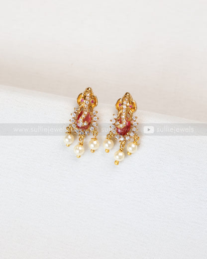 2140 - Ganesh Pink Stone Minimal Choker with Stud