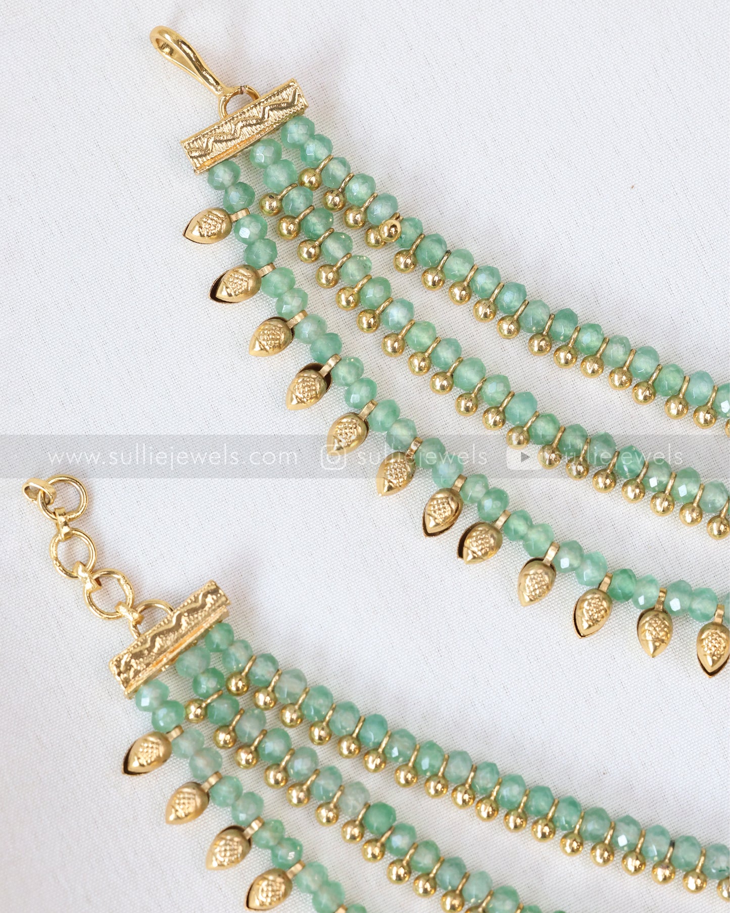 087 - Premium 3 Layer Onyx & Gold Earchain / Maatti