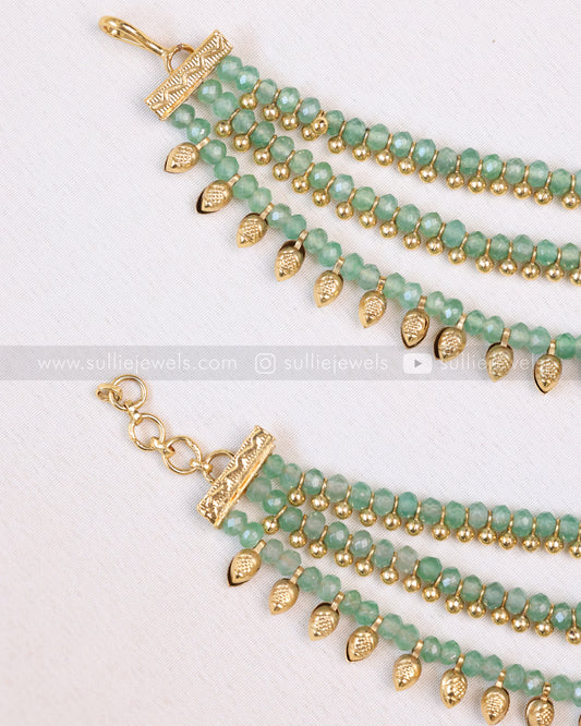 087 - Premium 3 Layer Onyx & Gold Earchain / Maatti