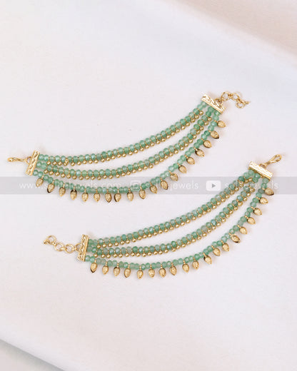 087 - Premium 3 Layer Onyx & Gold Earchain / Maatti