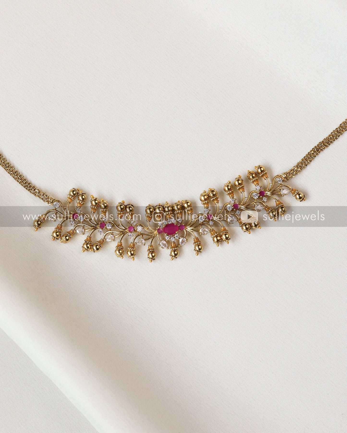 Stone Designer Choker / Necklace with Jhumka