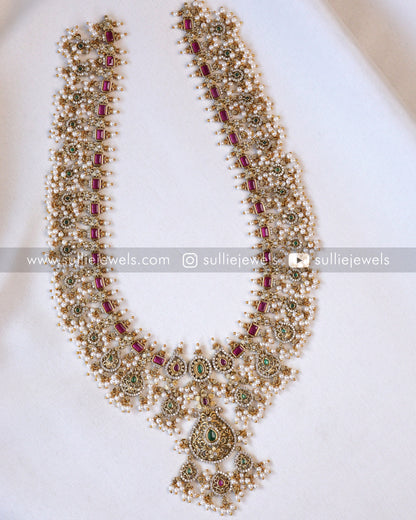 7114 - No Idol AD Raindrop Pendant Guttapusalu Hanging Haram with Earring