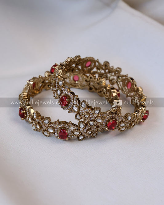 Ruby Victorian Stone Bangle Set of 2