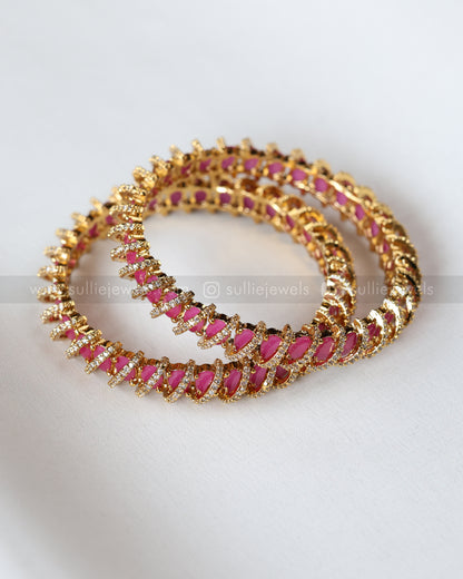 Premium Pink Bridal Temple Bangle Combo - Set of 22 bangles