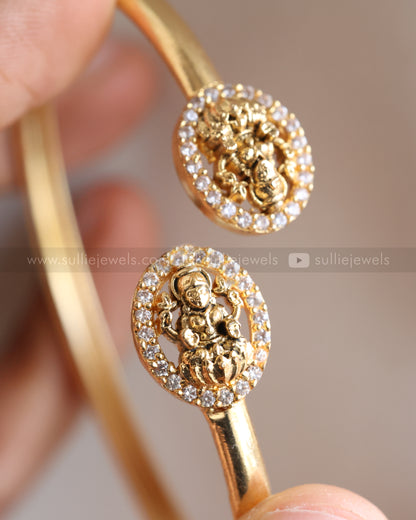 Minimal Lakshmi Stone Cuff Bangle - Set of 2