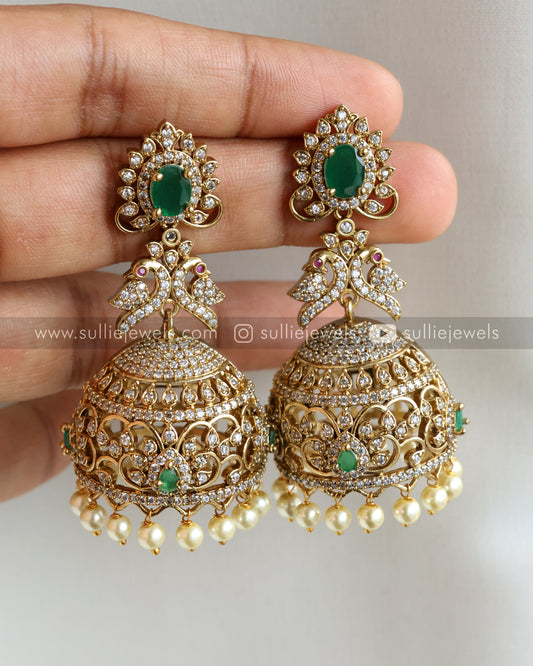 AD Premium Long Green Jhumka