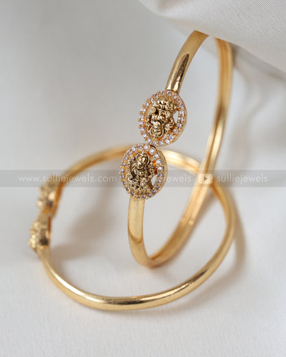 Minimal Lakshmi Stone Cuff Bangle - Set of 2